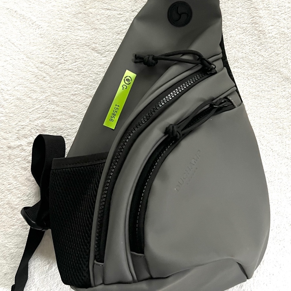 DUCHAMP GREY RUBBERIZED Cool Motorcycle Riders Travel Vacay Unisex SLING BAG